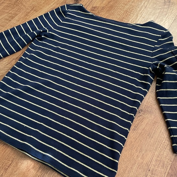 Lauren Ralph Lauren 3/4 Sleeves Navy and Gold Shirt - Picture 10 of 11